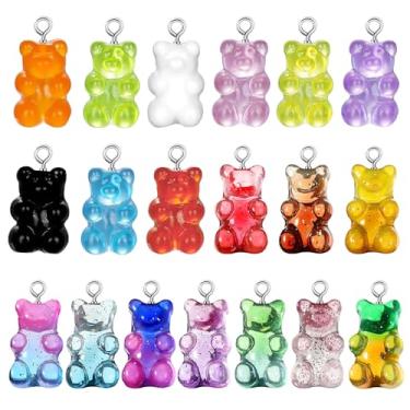 Imagem de Pingentes coloridos de urso de resina de goma 152 peças, pingentes gradientes de urso de doce, chaveiro, pingente de argila, urso de desenho animado para artesanato faça você mesmo, joias, suprimentos, pulseira, colar brinco para crianças e meninas