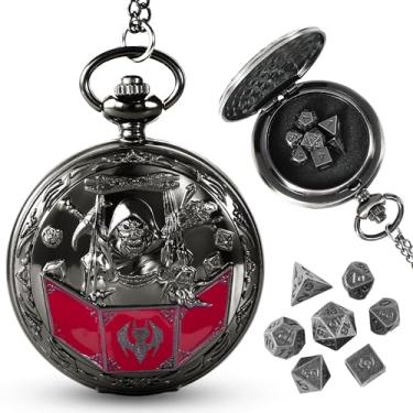 Imagem de Banloga Mini DND Dice Set, 7 Pcs Metal Dice Set with Embossed Pattern, Dungeons and Dragons Dice for Role Playing Board Games(DM, Black)