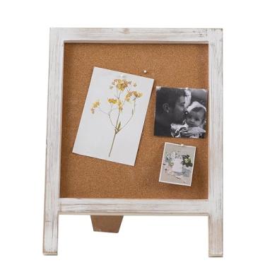 Imagem de SOFE Quadro rústico de cortiça de mesa com suporte, quadro de avisos de mesa de 30 x 38 cm, quadro de pinos pequeno/quadro de visão/quadro de notas, quadro de mensagens ou quadro de fotos, adequado