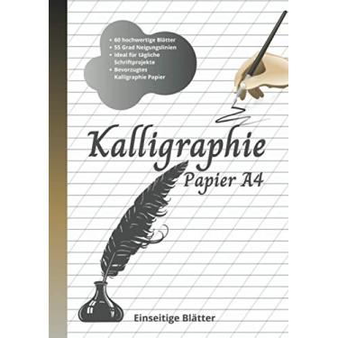Imagem de Kalligraphie Papier A4: Kalligraphie Papier Anfänger - Übungspapier - 60 Blatt Übungsheft, mit 55 Grad Neigungslinien für Handlettering, Moderne Kalligraphie und Schönschrift