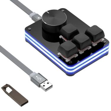 Imagem de Geekria Mini USB 4 teclas + teclado mecânico para jogos, com uma mão, função macro programável, eixo vermelho silencioso RGB, compatível com Windows Xp/7/8/10/11 e Mac OS