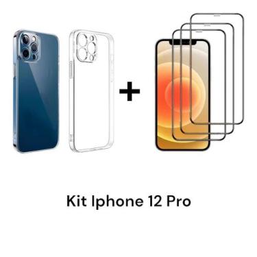 Imagem de 1UN Capa Capinha Transparente + 3UN Película De Vidro 3D Para Iphone 1