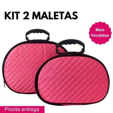 Imagem de Kit 02 Maleta Frasqueira Necessaire Para Viagem Maquiagem Esmaltes Mei