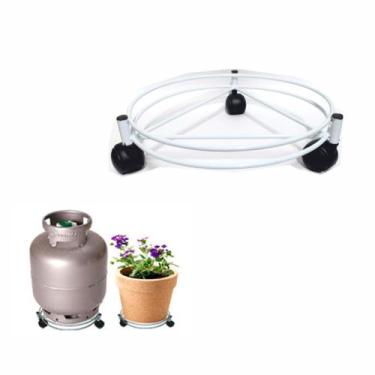 Imagem de Suporte para botijão ou vaso c/3 Rodinhas Reforçado branco -500p NV - 