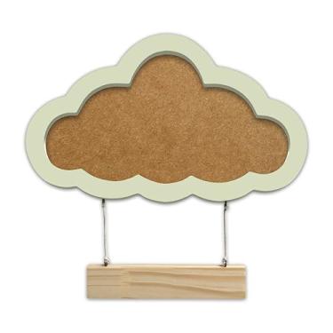 Imagem de Porta Maternidade Para Amigurumi Em Mdf Colorido Moldura Nuvem Com Plaquinha Cor:AMARELO BAUNILHA;Tamanho:17,5x30,8 cm