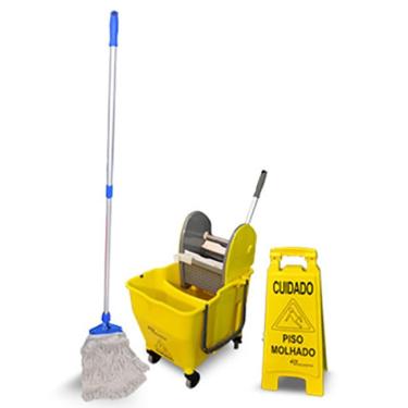 Imagem de Kit 01 Limpeza Balde Espremedor Placa Mop Bralimpia Amarelo