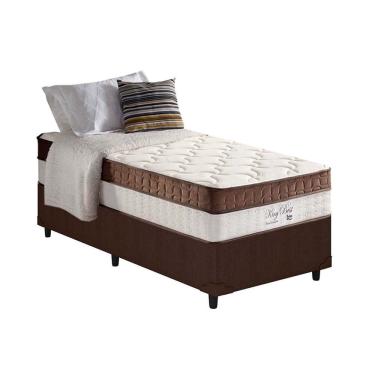 Imagem de Cama Box Solteiro: Colchão Molas MasterPocket Anjos Ensacadas King Best + Base crc Courano Marrom(88x188)