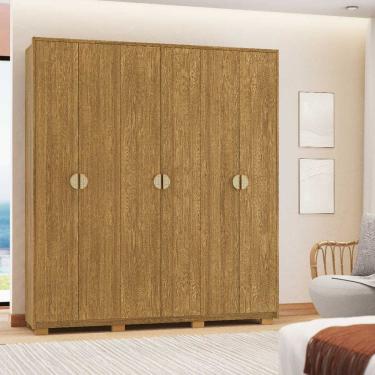 Imagem de Guarda-Roupa Noronha com Maleiro interno 6 Portas 4 Gavetas Nature 100% MDF - Vila Rica