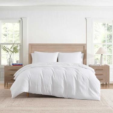 Imagem de Tommy Hilfiger - Conjunto de edredom, roupa de cama de algodão luxuosamente macio com fronhas combinando, design texturizado (monograma branco matelassé, casal/queen)