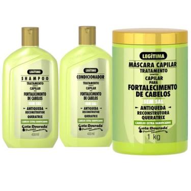 Imagem de Kit Gota Dourada Antiqueda Shampoo + Condicionador 300ml + Máscara 1Kg