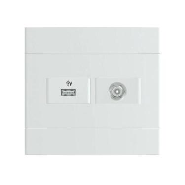 Imagem de Conjunto Usb+ Antena Tv Branco Brilhante Lunare Up Schneider