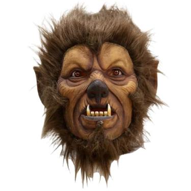 Imagem de Máscara assustadora, máscara de Halloween, respirável, látex assustador, cabeça inteira, lobisomem com cabelo, fantasia de terror para festa de Halloween e carnaval