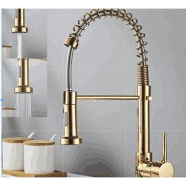 Imagem de Torneira Cozinha Gourmet Inox Luxo - oem, AGUA FRIA PAREDE DOURADO