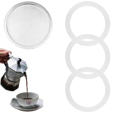 Imagem de Conjunto de vedação de silicone, 3 peças, selador de vedação de borracha com filtro de alumínio, selos de borracha seguros para frascos de vidro, kits de funil de juntas de jarras de silicone, kits de