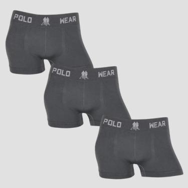 Imagem de Kit 3 Cuecas Infantil Polo Wear Sem Costura Lisa Poliéster, 3 chumbo, 
