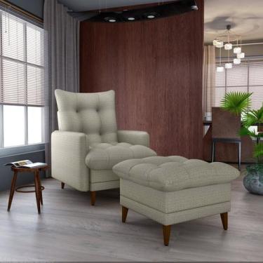 Imagem de Poltrona com Puff para Sala de Estar Moderno Palha - Matrix