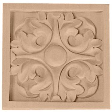 Imagem de Ekena Millwork Roseta ROS03X03LFLW, 8 cm L x 8 cm A x 3 1/2" P, Lindenwood