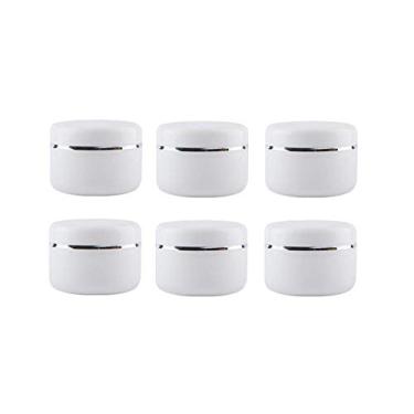 Imagem de (100ml(3.4oz)-6PCS) - 20ml/50ml/100ml/250ml Empty White Silver Edge Portable Refillable Plastic Cosmetic Makeup Face Cream Jar Sample Container Bottle Pot (100ml(3.4oz)-6PCS)