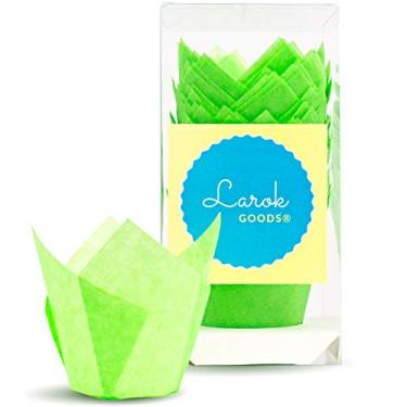 Imagem de Copos para assar tulipas | Forros de cupcake ou muffin (verde limão) 100 unidades Larok