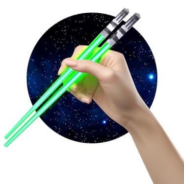 Imagem de Conjuntos com hashis ChopSabers, sabres de luz que acendem, 1 par, verde