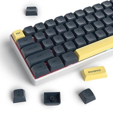 Imagem de Guffercty kred Teclas pretas XDA Profile PBT, teclas personalizadas 142 teclas Gentleman para 60% 65% 75% 100% Fullsize US & ISO Layout Teclado mecânico para jogos (cavalheiro)