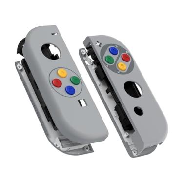 Imagem de eXtremeRate — Caixa de controle portátil estilo Joycon de toque macio SFC SNES clássico da União Europeia com botões Colofular, capa de substituição DIY para Nintendo Switch Joy-con – Joycon e console não incluídos
