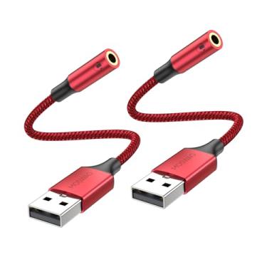 Imagem de MOSWAG Adaptador de áudio USB para conector de 3,5 mm, cabo USB para auxiliar com microfone TRRS de 4 polos, adaptador auxiliar USB para fone de ouvido, placa de som externa para PC, PS4, PS5 e mais