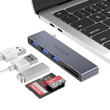 Imagem de Hub USB C MOGOOD 5 em 1 USB C para leitor de cartão SD/TF adaptador multiportas, 1 USB 3.0, 2 × USB 2.0, adaptador de leitor de cartão SD/TF, base USB C, compatível com MacBook Pro, XPS, Chromebook,