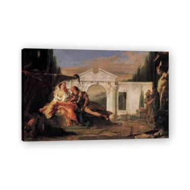 Imagem de Impressão em tela Rinaldo and Armida Giovanni Battista Tiepolo – Obra-prima rococó barroca, pintura escolar de Veneza, pintura a óleo decorativa para galeria doméstica 50 x 80 cm