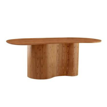 Imagem de Mesa Suíça 220cm Tampo Orgânico Laminado Moderna Mobília - Cinamomo / Imbuia Nat