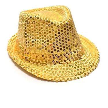 Imagem de Chapéu Malandro Paetê Para Festas E Carnaval Dourado