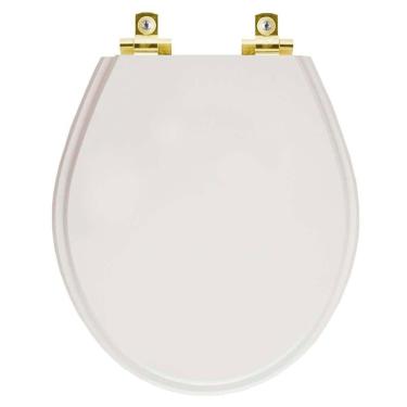 Imagem de Assento Sanitário Soft Close Ravena Cinza Real Para Vaso Deca Com Ferragem Dourada