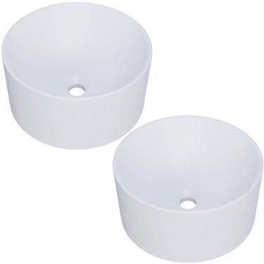 Imagem de Kit 02 Cubas De Apoio Redonda Para Banheiro Lavabo C01 Bl30w Branca Matte Fosca - Lyam