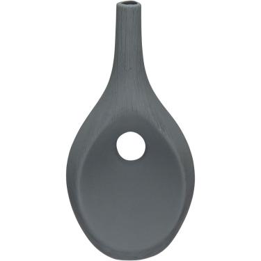 Imagem de Vaso Decorativo Enfeite Casa Aparador Garrafa Home&co Cerâmica 37x19x12cm Cinza