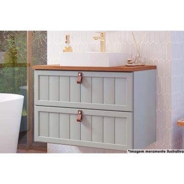 Imagem de Balcão P- Banheiro Suspenso Sense C- Cuba 1 Gaveta E 1 Porta Basculante 80cm Pistache-freijo - Mgm
