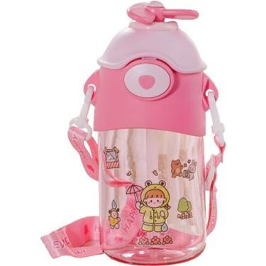 Imagem de Copo Infantil Hélice Garrafa Com Tampa E Canudo 700ml Rosa