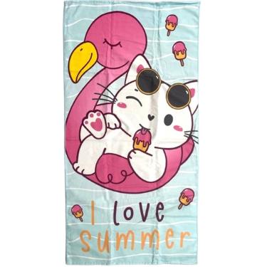 Imagem de Toalha De Praia Infantil Summer Microfibra Anti Areia 60x110cm I Love Summer