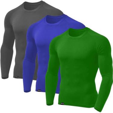 Imagem de Kit com 3 Camisetas Térmicas UV Proteção Solar Masculina - Slim Fitnes