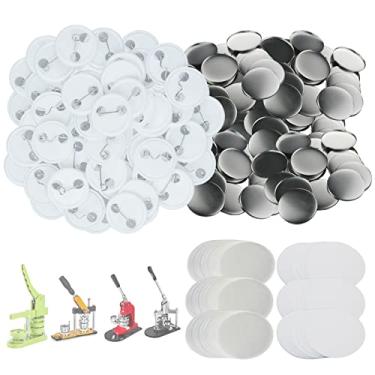 Imagem de Mostme 300 Conjuntos De Botões 25 Mm/1 Pol., Peças E Suprimentos Para Máquina Fabricação Mm, Pinos Redondos Crachás, Inclui Tampa Traseira Plástico, Filme Metálico Transparente Papel Em Branco