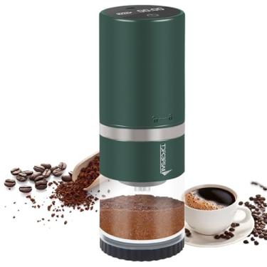 Imagem de TDFCBFSAIL Moedor De Café Elétrico Portátil, Aço Inoxidável, Cônico, Com 45 Ajustes, Recarregável, Display Led, Para Casa, Viagens, Camping, Escritório - Verde Escuro