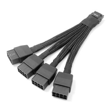 Imagem de Gintai Cabo de alimentação GPU 16AWG 12VHPWR Cabo de extensão manga PSU Fio trançado resistente 4 x 8 pinos para 16 pinos (12 + 4) 15 cm para RTX 4090/4080