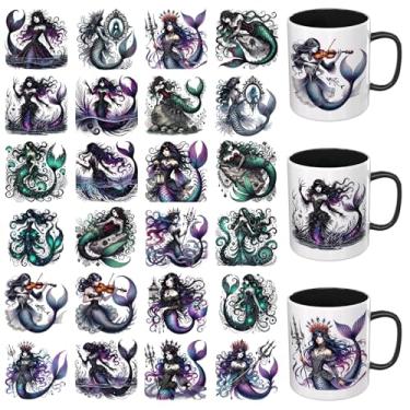 Imagem de Dorsbaby 24 peças Sereias Góticas UV DTF Papel de Transferência UV DTF Adequado para Canecas, Óculos, Notebooks, Computadores, Mesas e Cadeiras, etc. Para Criatividade DIY, Alta Viscosidade UV DTF Cup