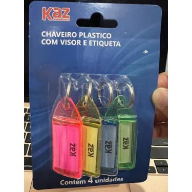 Imagem de Chaveiro Colorido de Plástico com Etiqueta -Kaz - Kit C/4 Unidades - p