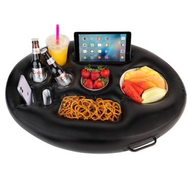 Imagem de Suporte inflável inflável para bebidas Zone Tech para piscina, acessórios para banheira de hidromassagem para adultos – Buffet de servir, bebidas, frutas, salada, tablet, celular de qualidade premium inflável para bebidas