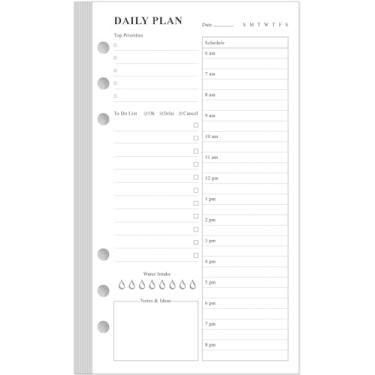 Imagem de Refil de agenda diária sem data A6 – Lista de tarefas para fichários pessoais Filofax, agenda de 160 folhas/320 páginas e refil forrado, perfurado com 6 furos, 9,5 cm x 17 cm