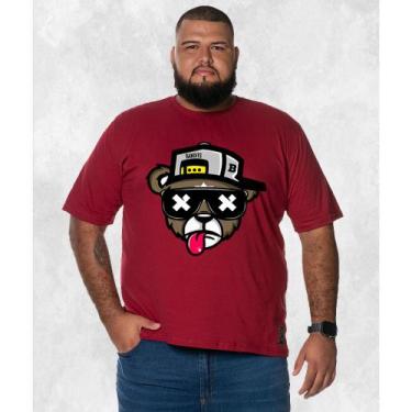 Imagem de Camiseta Estampada Tamanho Grande Plus Size Urso Boné Bolado - Hs, Bor