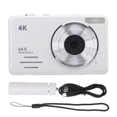Imagem de Câmera digital 4K 64MP com 18x de zoom digital foco compacto câmera pequena filtros vários filtros gravar fotografia de tempo lenta (Branco)