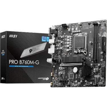 Imagem de MSI Placa-mãe PRO B760M-G, Micro-ATX - Suporta processadores Intel Core de 14ª, 13ª e 12ª geração, LGA 1700 - Impulso de memória DDR5 6400+MHz/OC, slot PCIe 4.0 x16, slots M.2 Gen4, LAN de 2,5 G