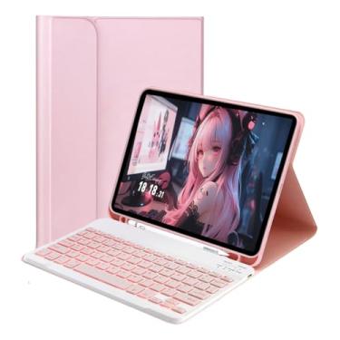Imagem de Capa Para Tablet Com Teclado Bluetooth Para Samsung Tab A7 10.4 Polegadas (Rosa, Teclado retroiluminado)
