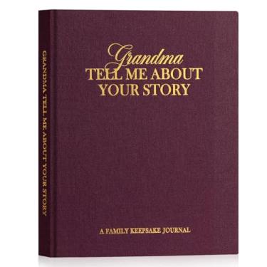 Imagem de Lanpn DiáRio de HistóRias da Avó Com Mais de 260 Perguntas, DiáRio Guiado da Avó Em Linho, Livro de MemóRias para Preencher, Presente para Vovó, Dia das MãEs de AniversáRio Natal, Roxo